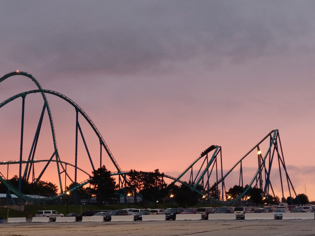 Rollercoaster at sunset